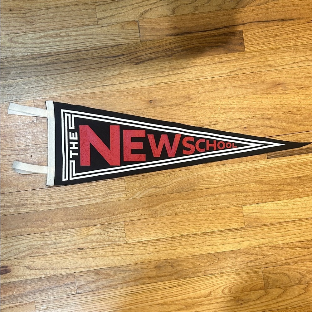 The New School Triangular Felt Pennant - Black & Red